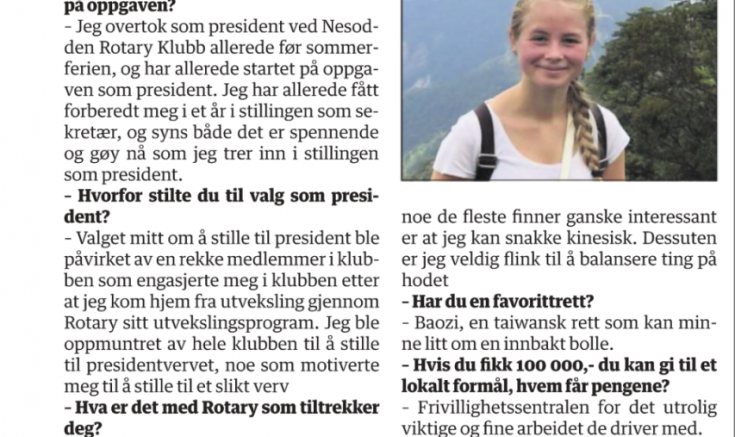 Et øyeblikk med verdens yngste Rotarypresident